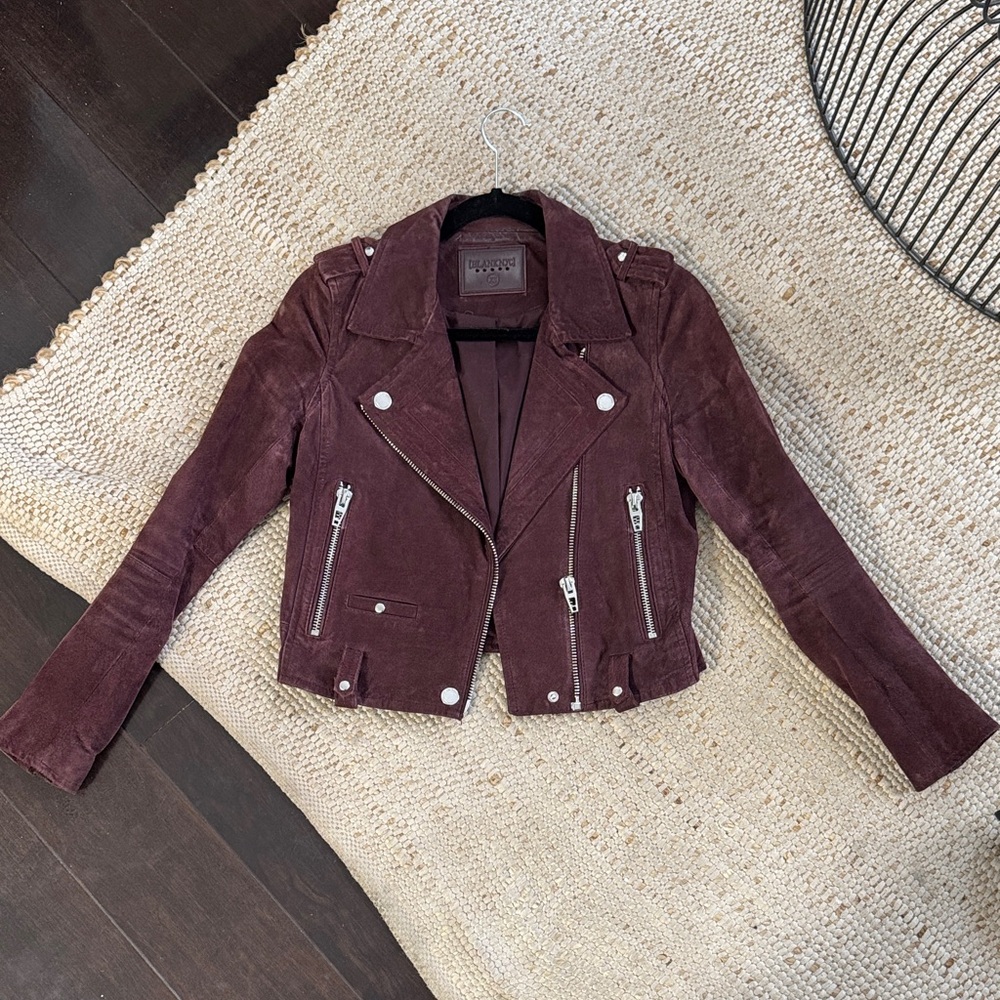 Blank NYC Burgundy Suede Moto Jacket